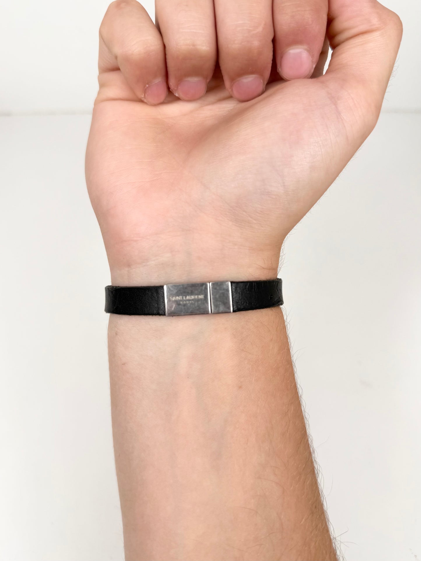 Saint Laurent Cassandre Leather Bracelet