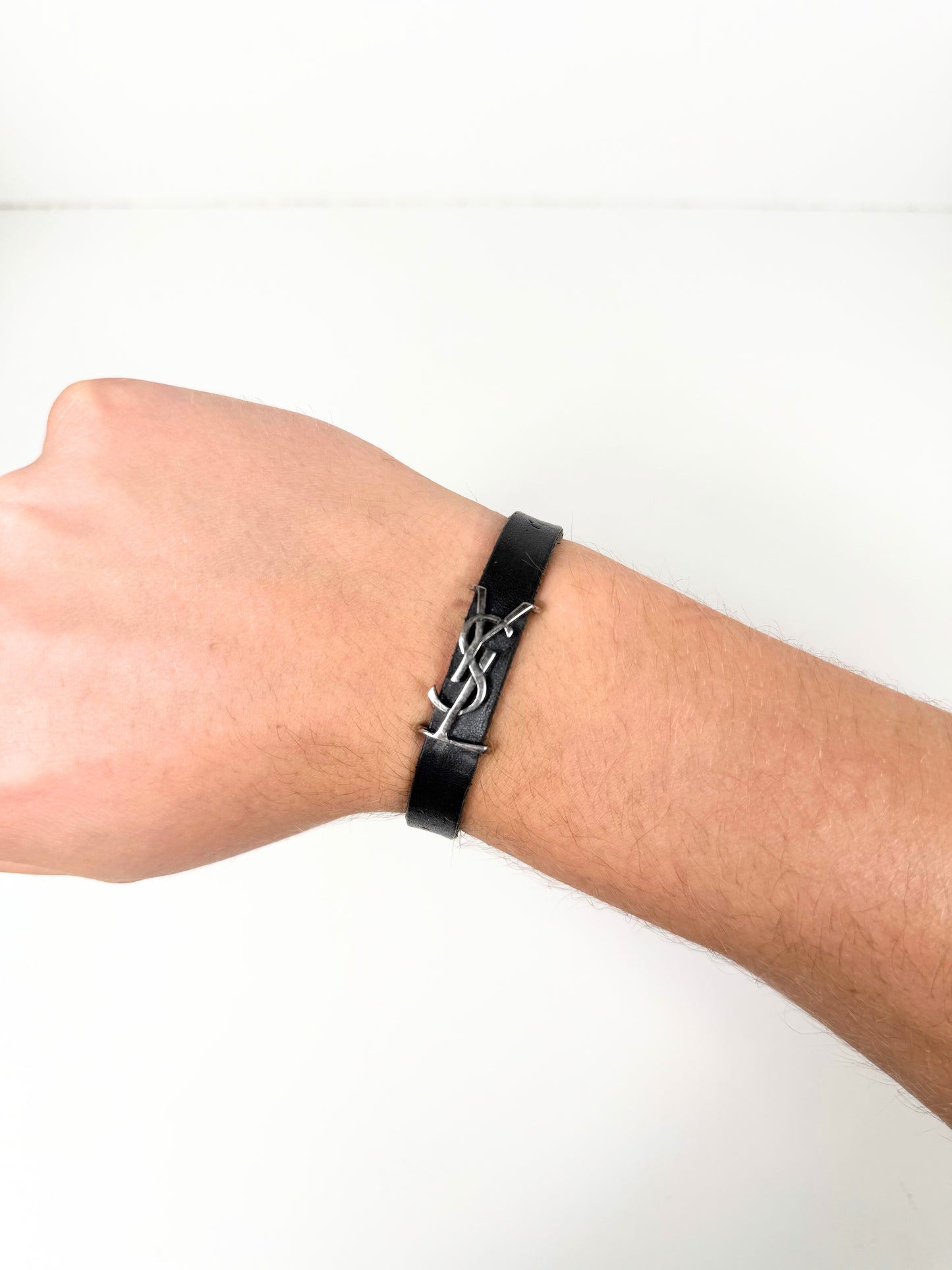 Saint Laurent Cassandre Leather Bracelet