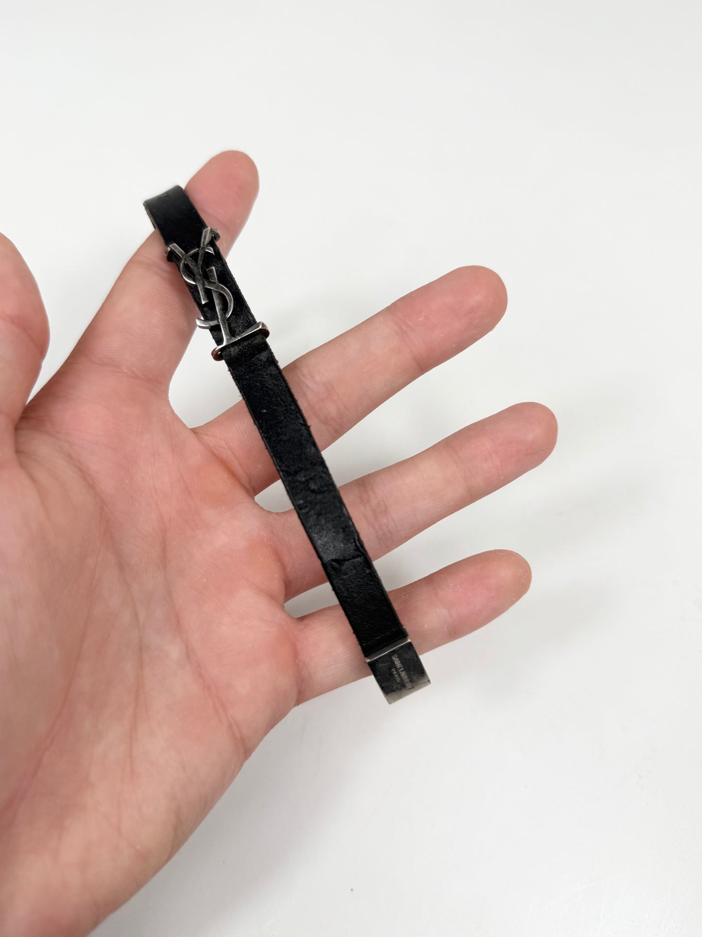 Saint Laurent Cassandre Leather Bracelet