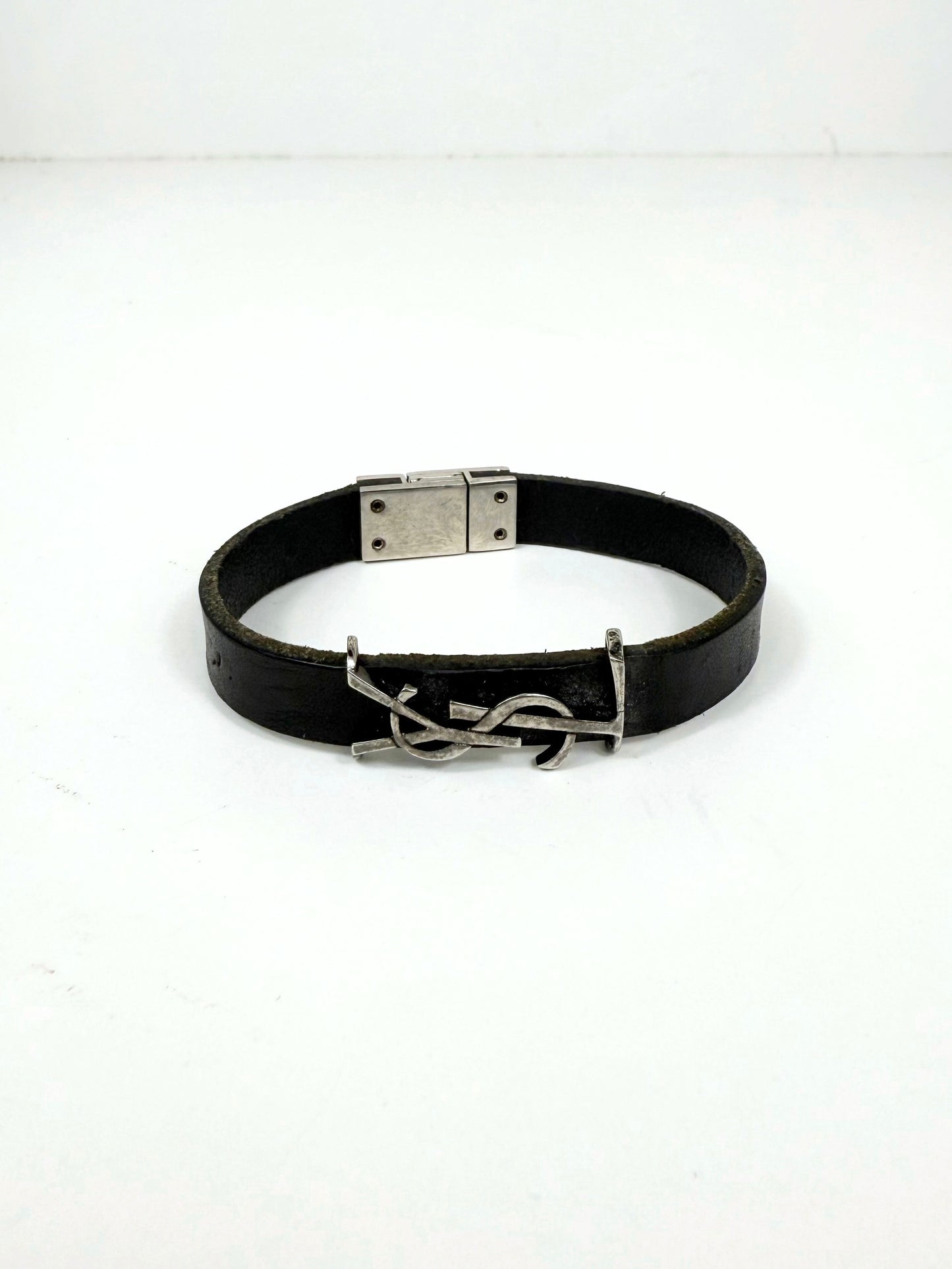 Saint Laurent Cassandre Leather Bracelet