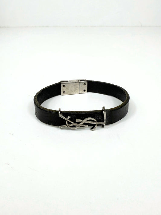 Saint Laurent Cassandre Leather Bracelet